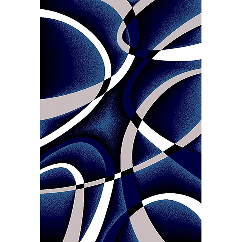 Ivy Bronx Mccampbell Abstract Navy Blue / White / Gray Area Rug